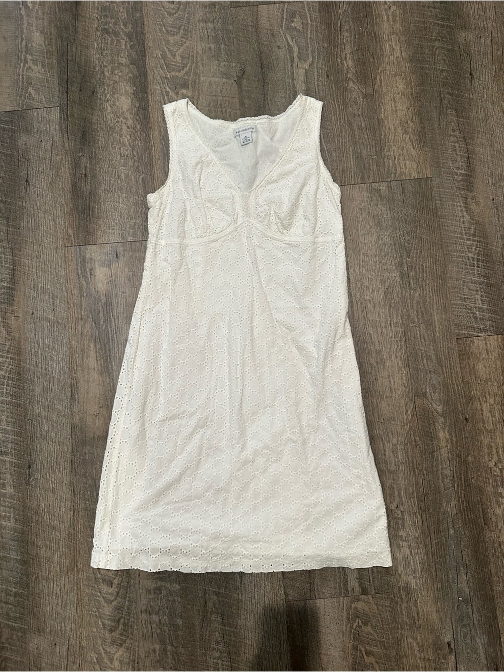 Liz Claiborne Cream Eyelet Midi Dress